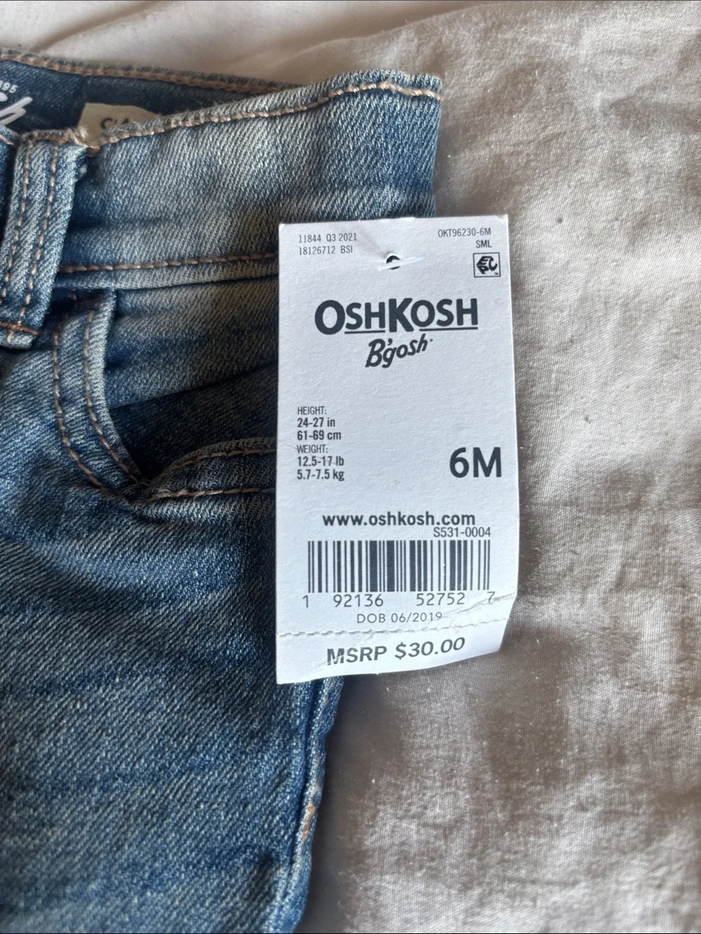 OshKosh B'gosh Toddler Light-Medium Blue Denim Jeans